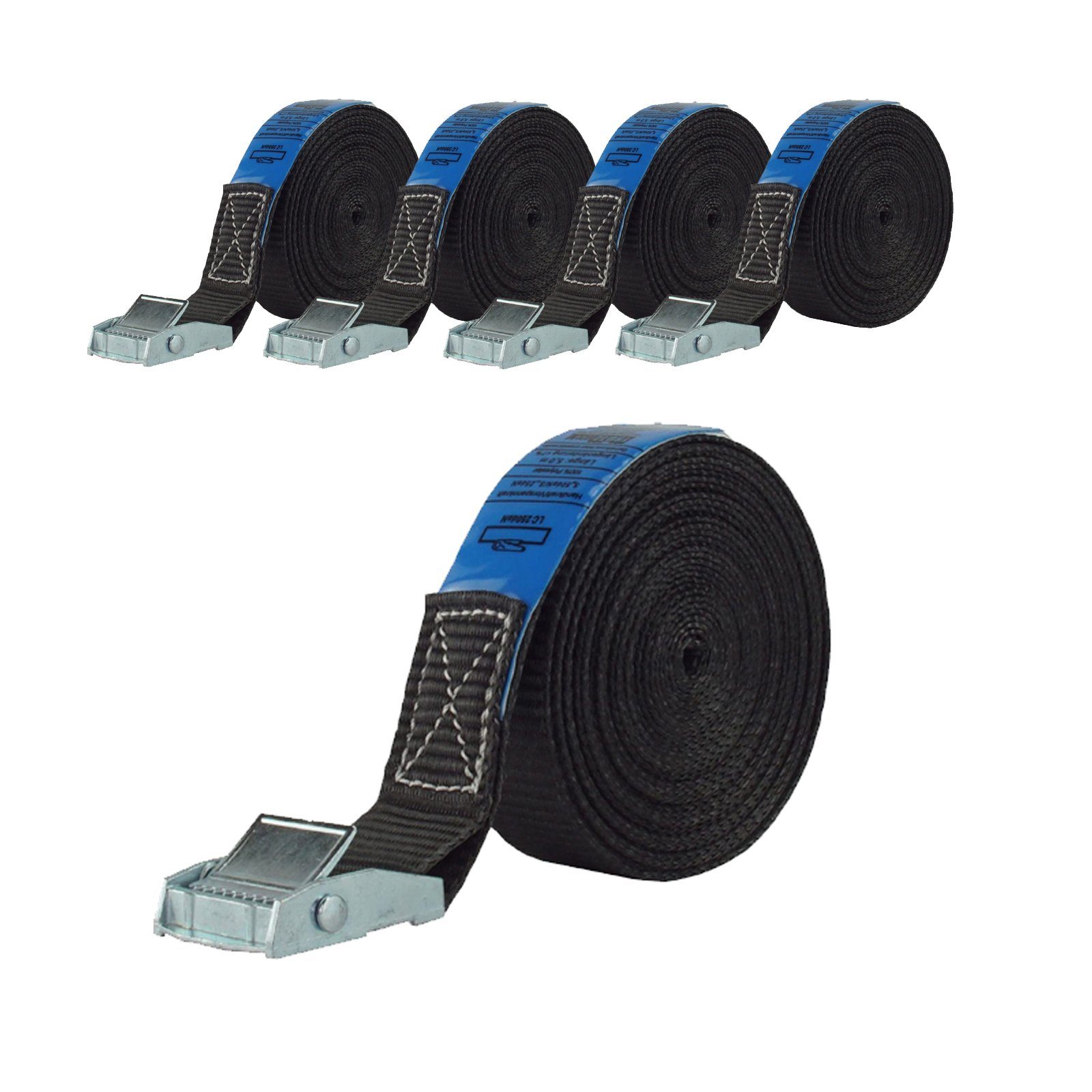 Spanngurt 5x Spanngurt Gurt Zurrgurt Klemmschloss Auto 1-tlg 6m 250 kg SCHWARZ