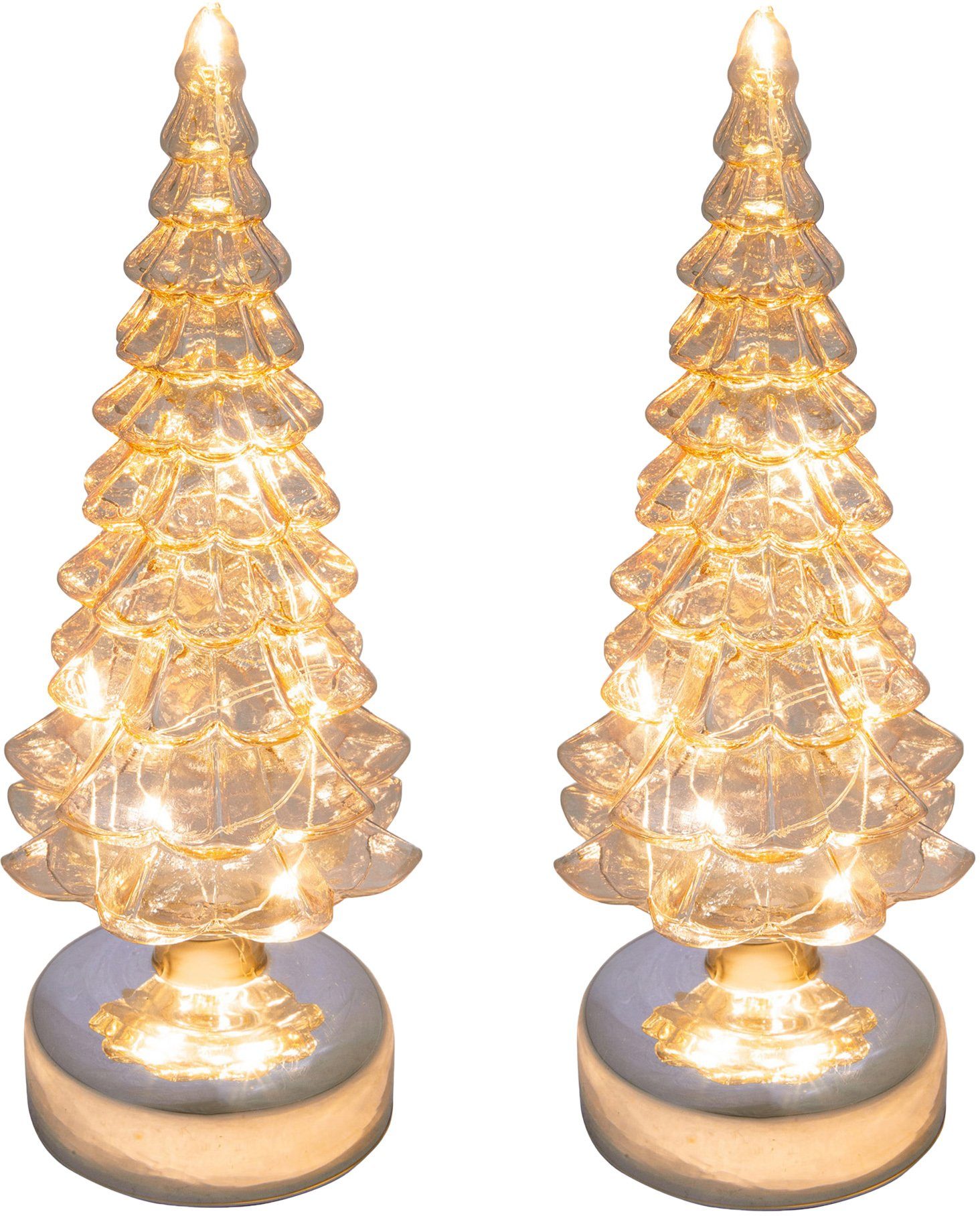 Creativ light LED Baum »Weihnachtsdeko«, 2er Set, Tannenbaum aus Glas