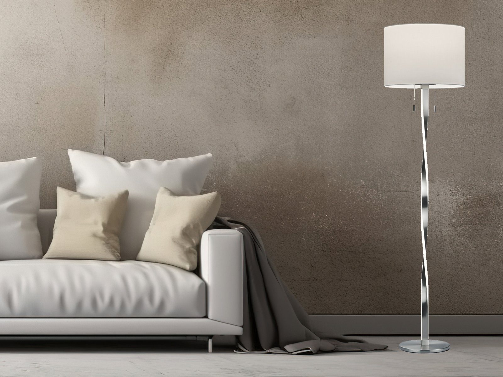 TRIO Leuchten LED Stehlampe, LED fest integriert, LED wechselbar, warmweiß, groß-e Designer-lampen Lampenschirm-e Stoff dimmbar Ecke, Höhe 160cm