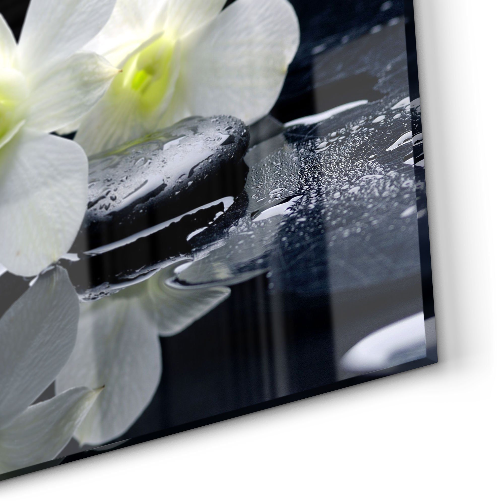 DEQORI Küchenrückwand 'Orchidee mit Zen-Steinen', Glas Spritzschutz Badrückwand Herdblende – Bild 5 von 5