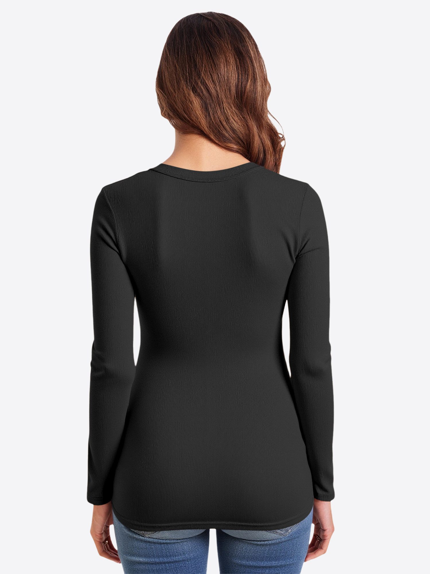 Imily Bela T-Shirt Damen Langärmliges Top mit aus Rippstrick (Packung, 1-tl günstig online kaufen