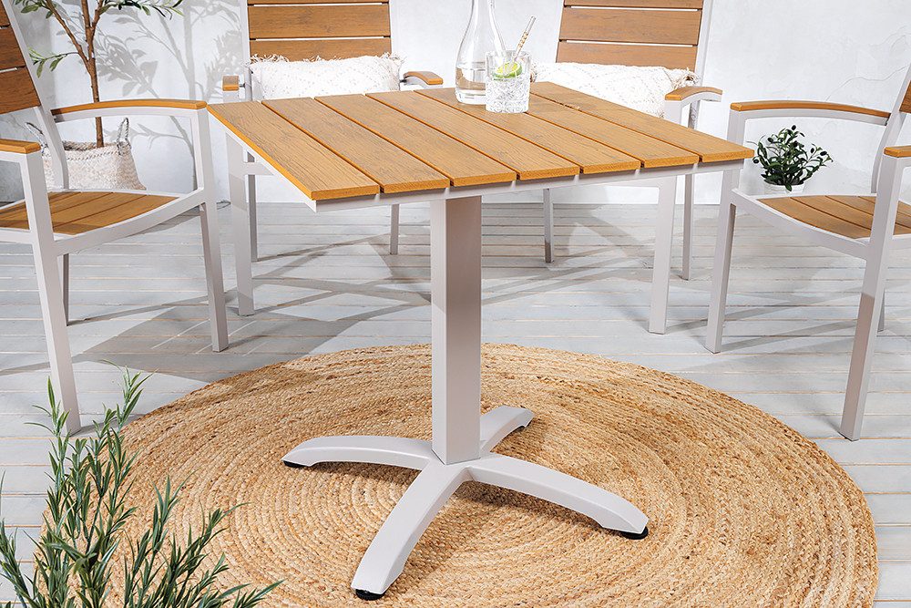 riess-ambiente Gartentisch DESIGNO 70cm natur / greige (Einzelartikel, 1-St), Balkonmöbel · wetterfest · eckig · Maritim · Outdoor · Modern Design