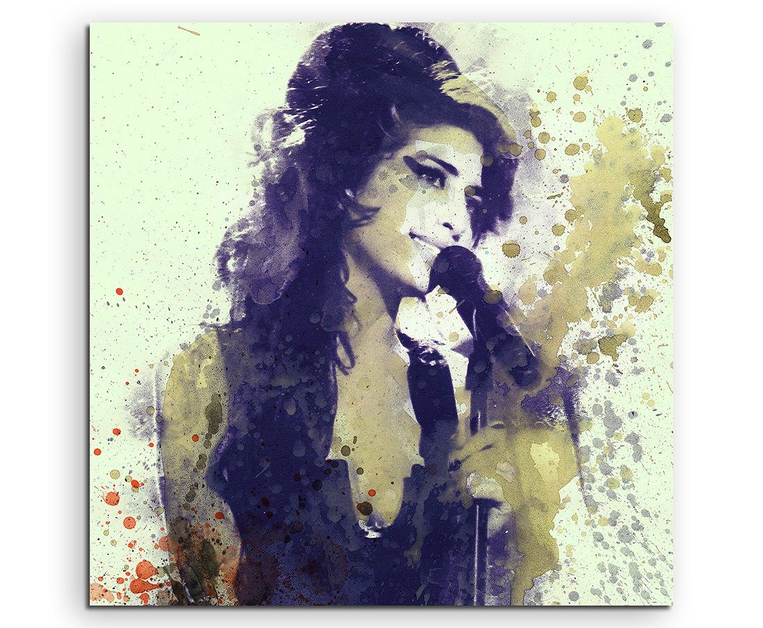 Sinus Art Leinwandbild Amy Winehouse III 60x60cm Aquarell Art Leinwandbild