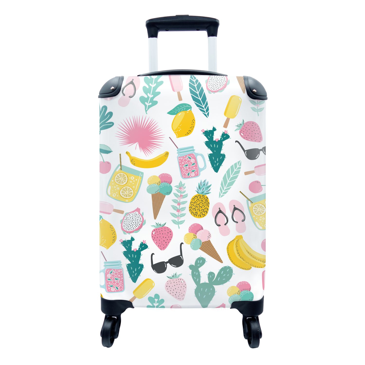 Reisekoffer Symbole für Handgepäckkoffer - Reisetasche - MuchoWow Sommer Trolley, mit 4 Ferien, Weiß, Rollen, Handgepäck rollen,