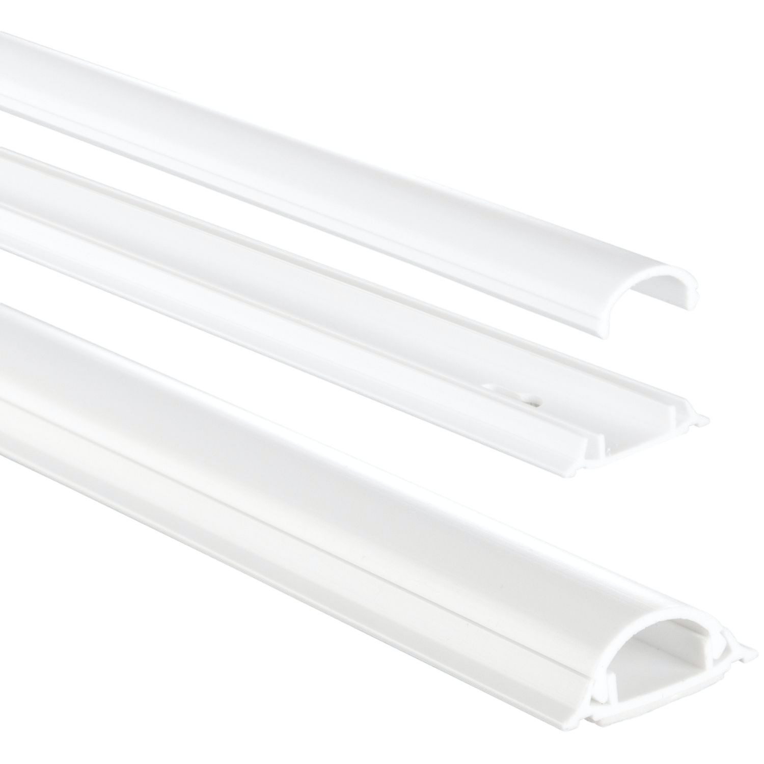 Hama Kabelkanal 1m PVC Kabelkanal Selbstklebend Leitungskanal Weiß (1-St., 1x Kabelkanal 1m), Kabelleiste halbrund Sockel Wand Boden Aufputz TV Beamer PC Audio HiFi