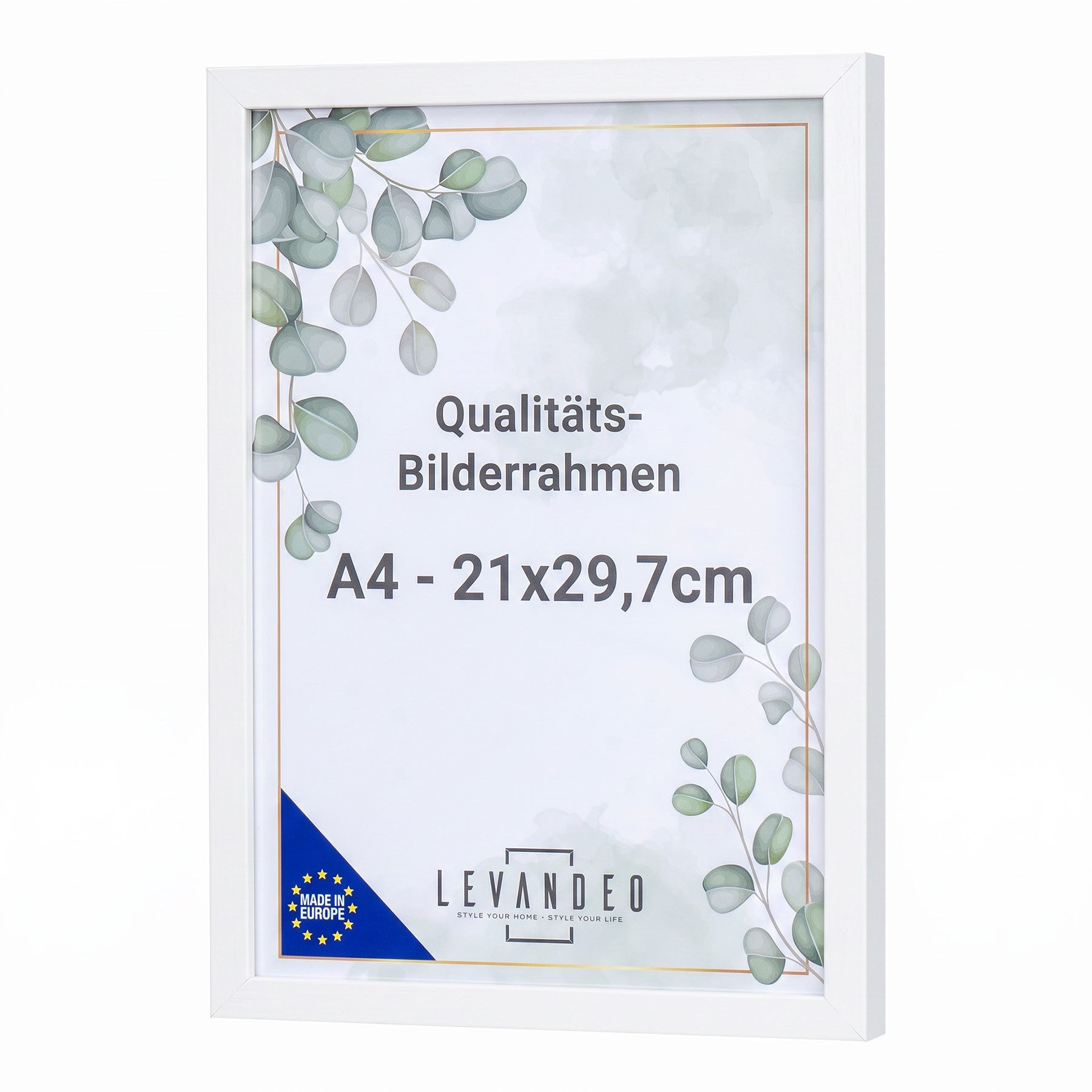 Levandeo® Bilderrahmen, Bilderrahmen A4 Weiß 21x29,7 Made in EU Fotorahmen Poster Urkunde