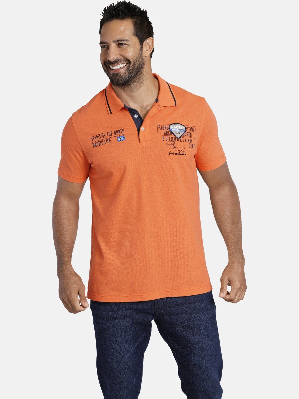 Jan Vanderstorm Poloshirt HALLFRED detailreiches Poloshirt orange