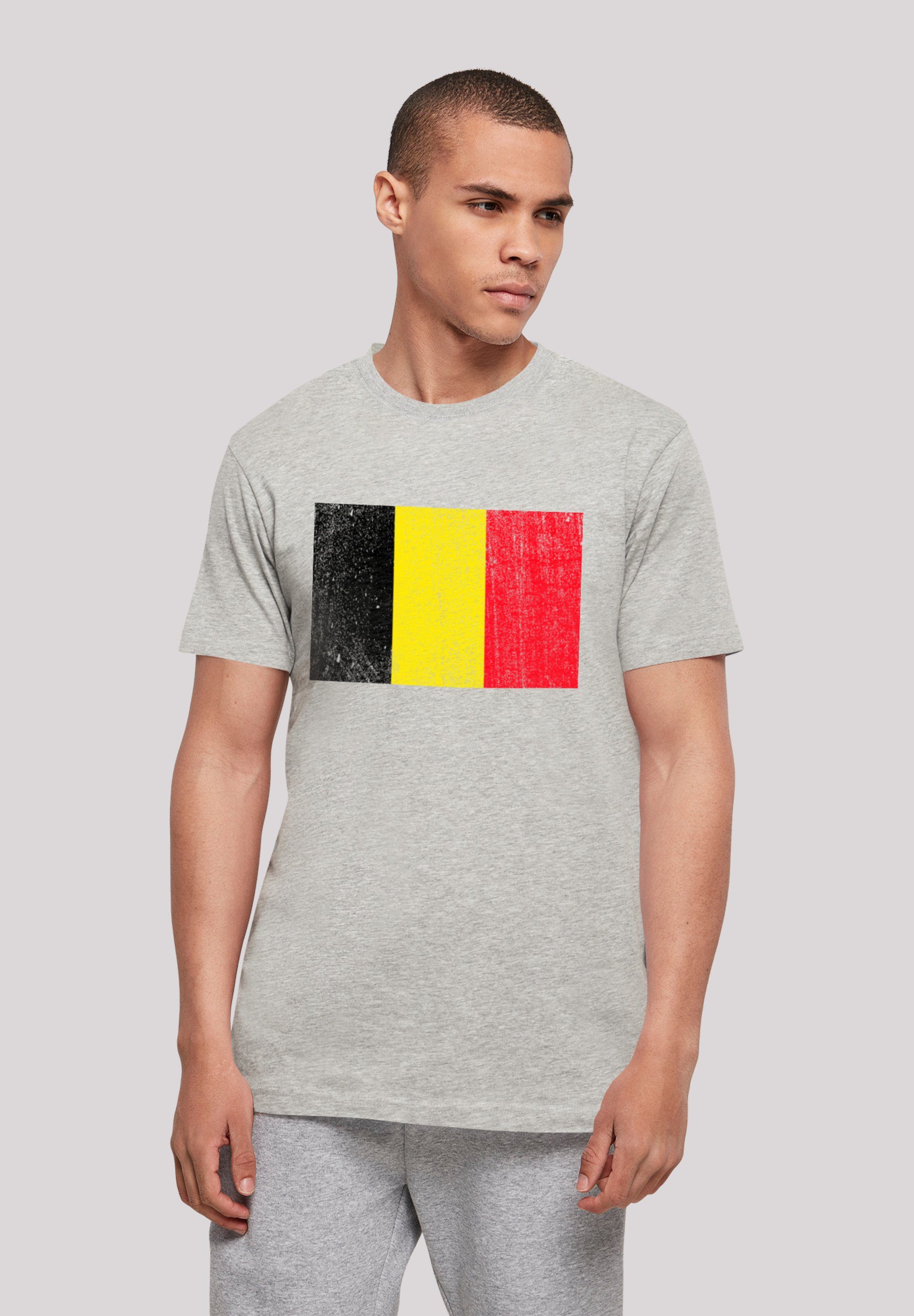 F4NT4STIC T-Shirt Belgien Flagge Belgium Print heather grey