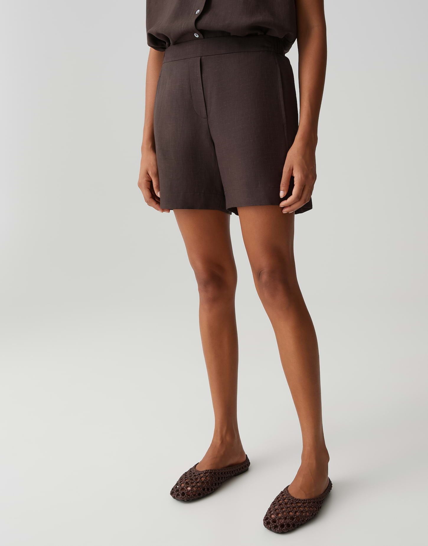 Shorts Melane oasis aus Webware mit Leinenstruktur