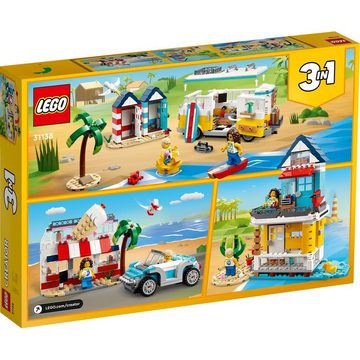 LEGO® Konstruktions-Spielset Creator 31138 - Strandcampingbus, (556 St), Spielset mit Strandhütten, Ferienhaus und Eisdiele, ab 8 Jahren