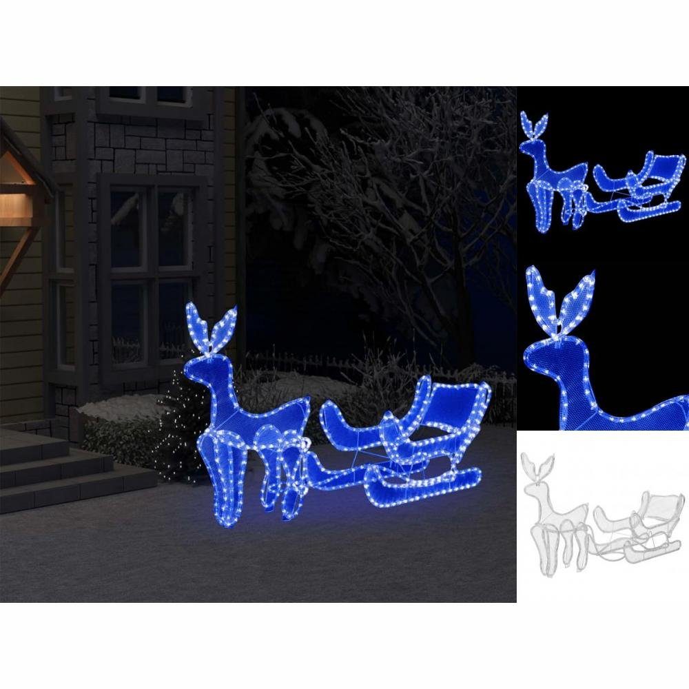 vidaXL Dekolicht Weihnachtsbeleuchtung Rentier und Schlitten mit Mesh 432 LEDs Blau
