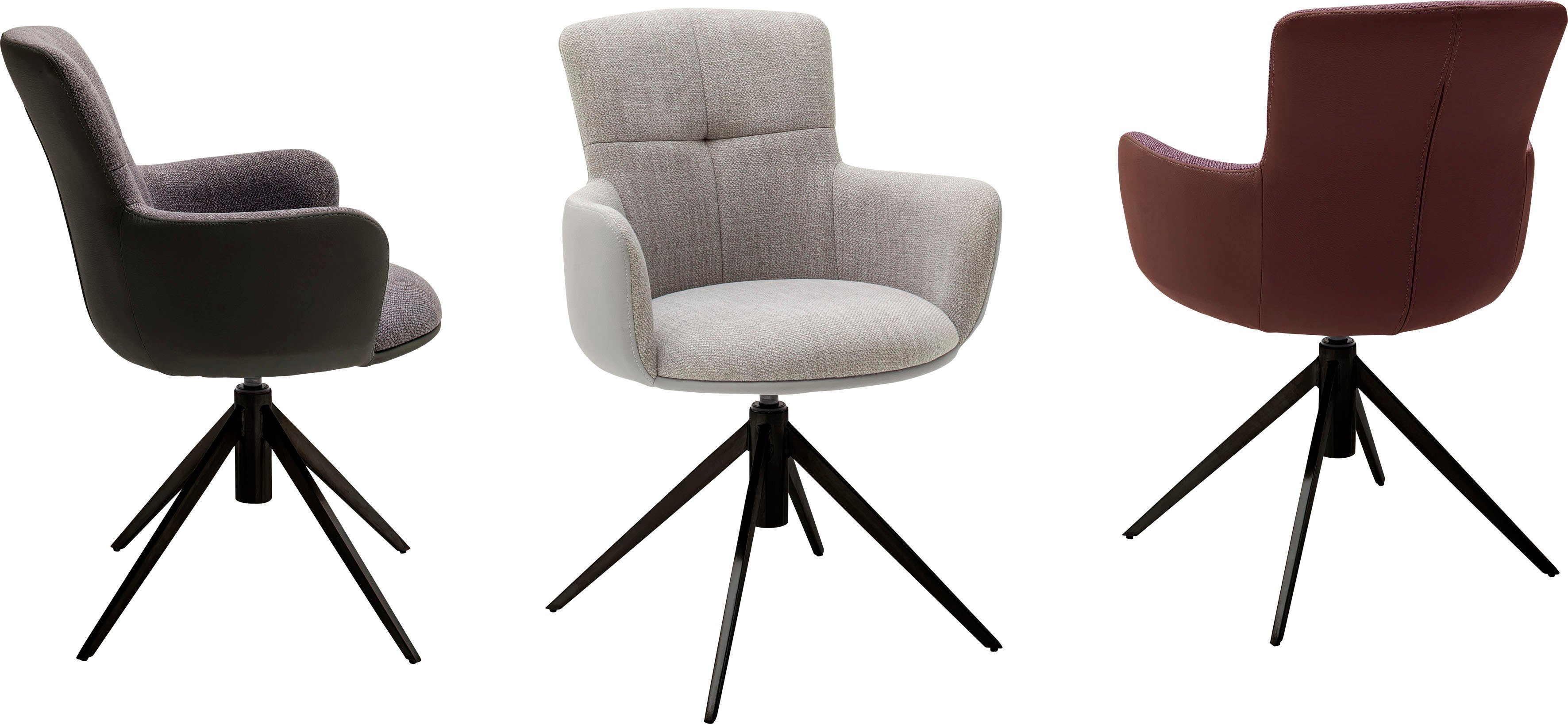 MCA furniture Esszimmerstuhl Mecana bis Nivellierung, kg mit St), Antrazit 2 | (Set, drehbar 2er matt Antrazit | Materialmix, Schwarz Metall 120 lackiert 360° Set Stuhl