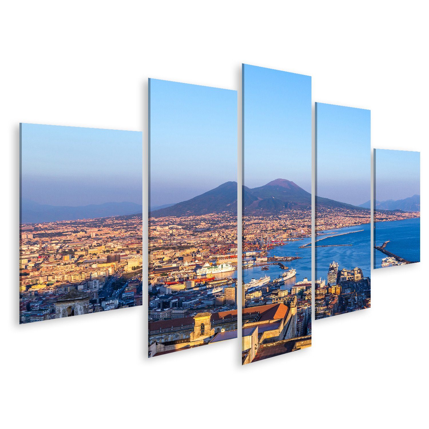 islandburner Leinwandbild Bild auf Leinwand Napoli (Neapel) Und Den Vesuv Im Hintergrund Bei Son