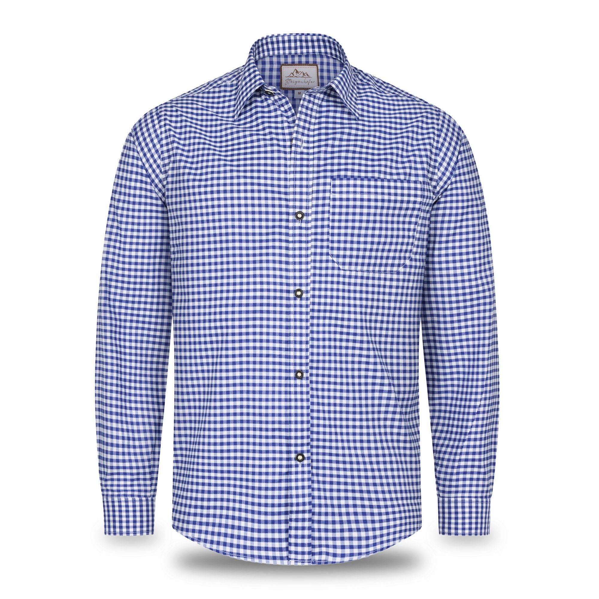 Steigenhöfer Manufaktur Trachtenhemd Trachtenhemd Herren Langarm - Heinz - zum Oktoberfest - Blau - XL