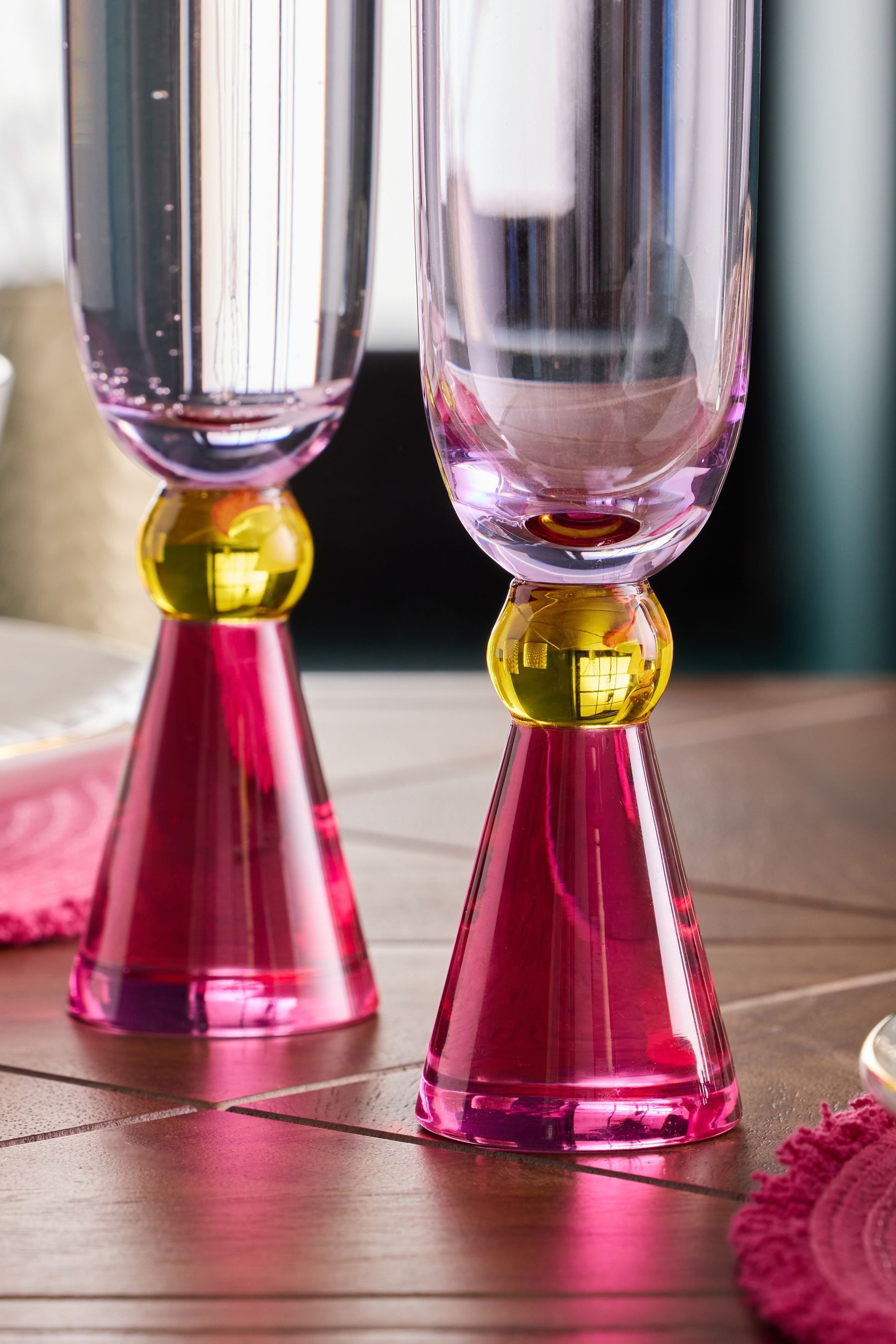 Next Champagnerglas Aubrie Bunte Champagnerflöten, 2er-Set, 2-tlg., Glas, Champagnerkelch