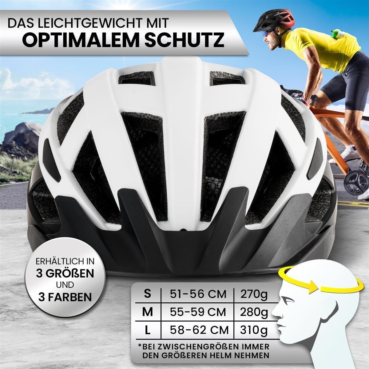 Dunlop Fahrradhelm Fahrradhelm mit Licht 3 Größen 3 Farben