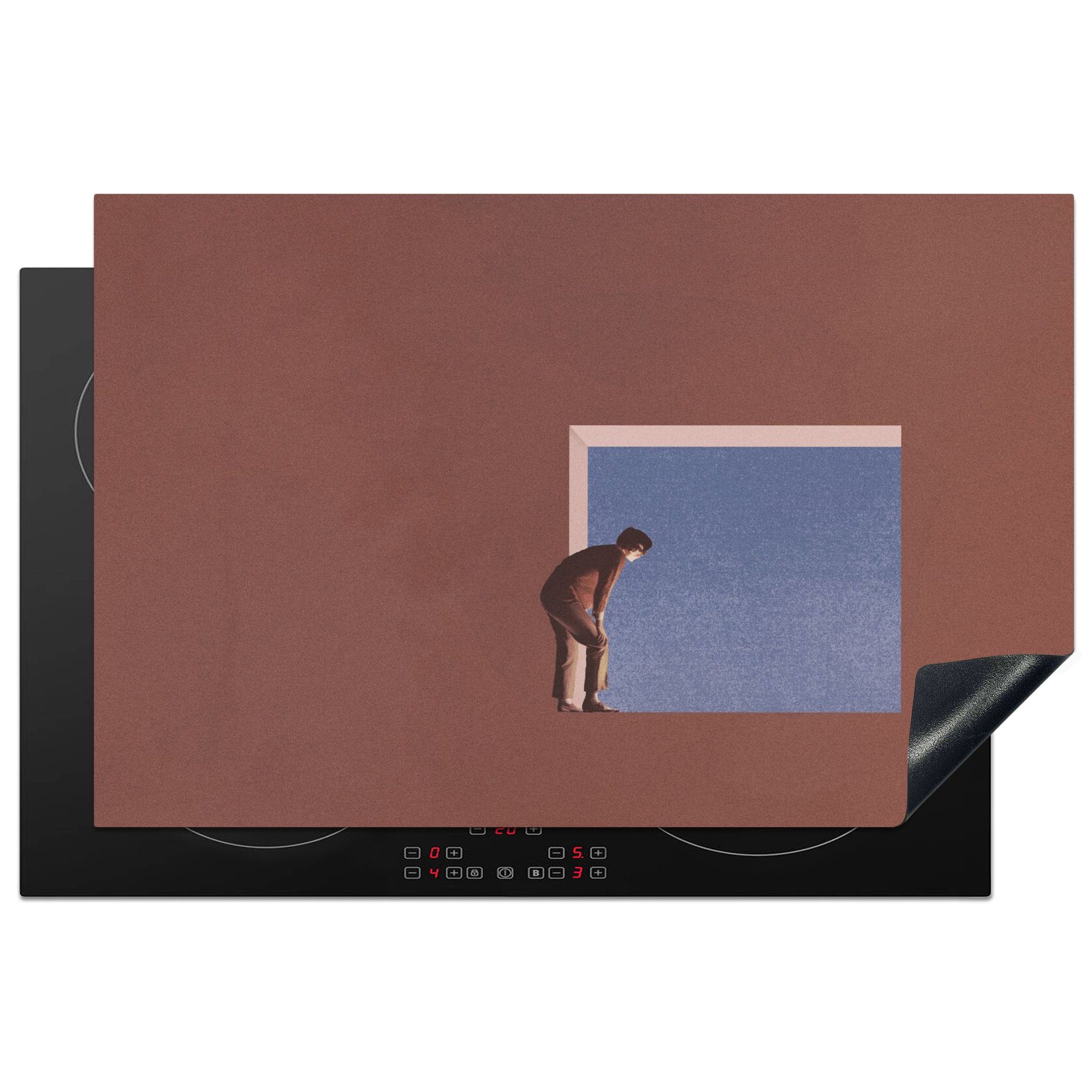 MuchoWow Herdblende-/Abdeckplatte Mensch - Jahrgang - Design, Vinyl, (1 tlg), 81x52 cm, Induktionskochfeld Schutz für die küche, Ceranfeldabdeckung