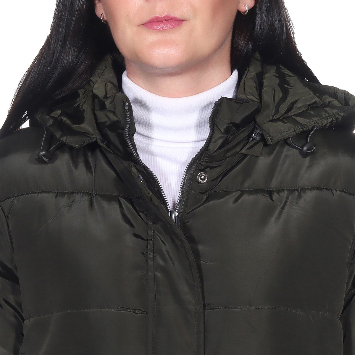 Aurela Damenmode Steppmantel Longmantel gefütterter Damen Wintermantel Teddyfell, abnehmbare Kapuze, in großen Größen erhältlich