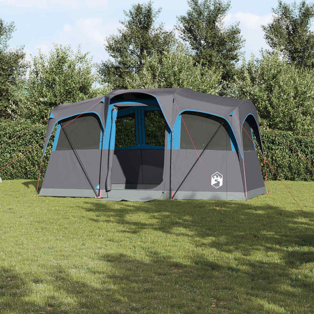 vidaXL Tunnelzelt Familienzelt mit Dach Blau und Grau 435 x 255 x 216 cm, (1 tlg)