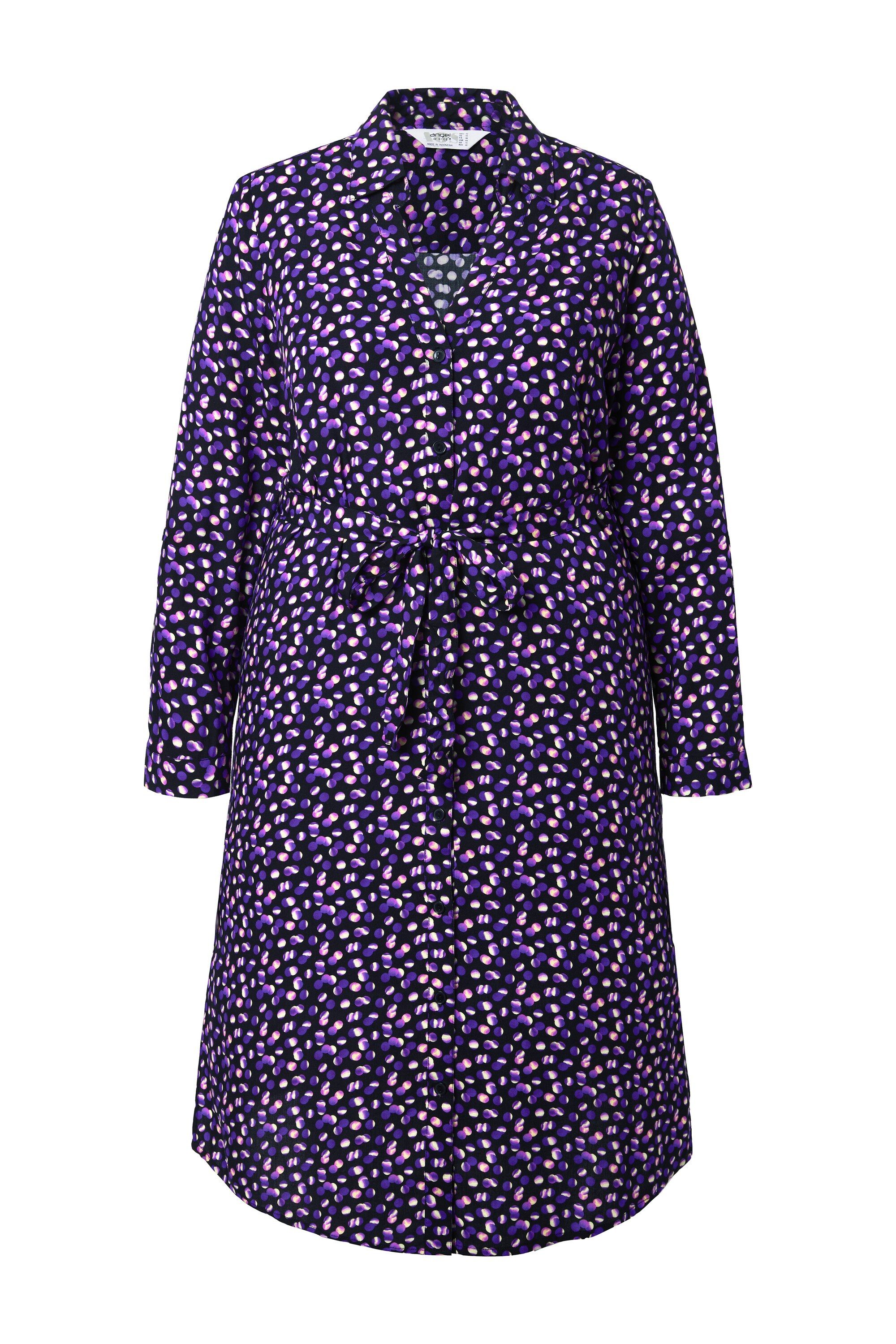 Midikleid Hemdblusenkleid Midilänge Punkte Langarm
