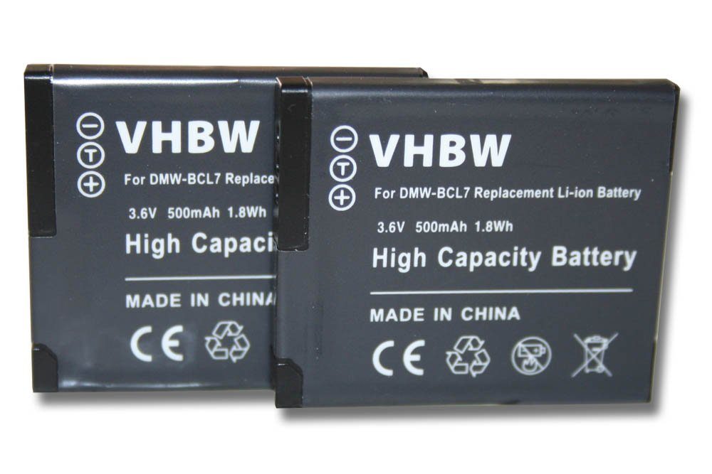 vhbw Ersatz für Panasonic DMW-BCL7E, DMW-BCL7 für Kamera-Akku Li-Ion 500 mAh (3,6 V)