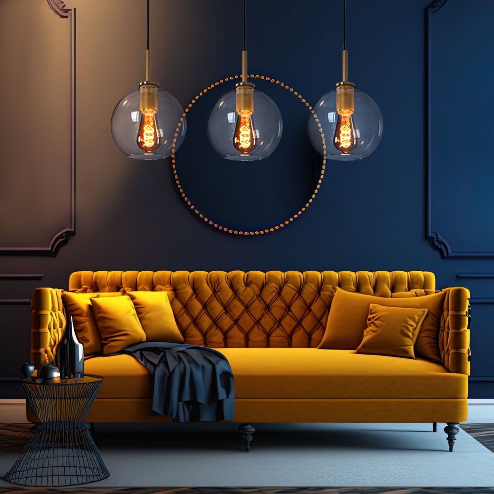 GLOBO LIGHTING Pendelleuchte, Leuchtmittel nicht inklusive, Hängelampe Pendelleuchte Glas 3 flammig