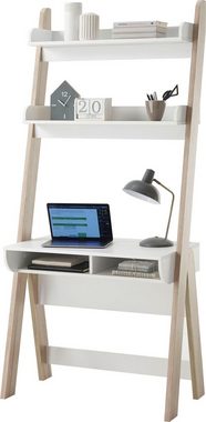 MCA furniture Schreibtisch Viterbo, Standregal mit Schreibtisch weiß matt, Eiche hell Dekor, Breite 85 cm