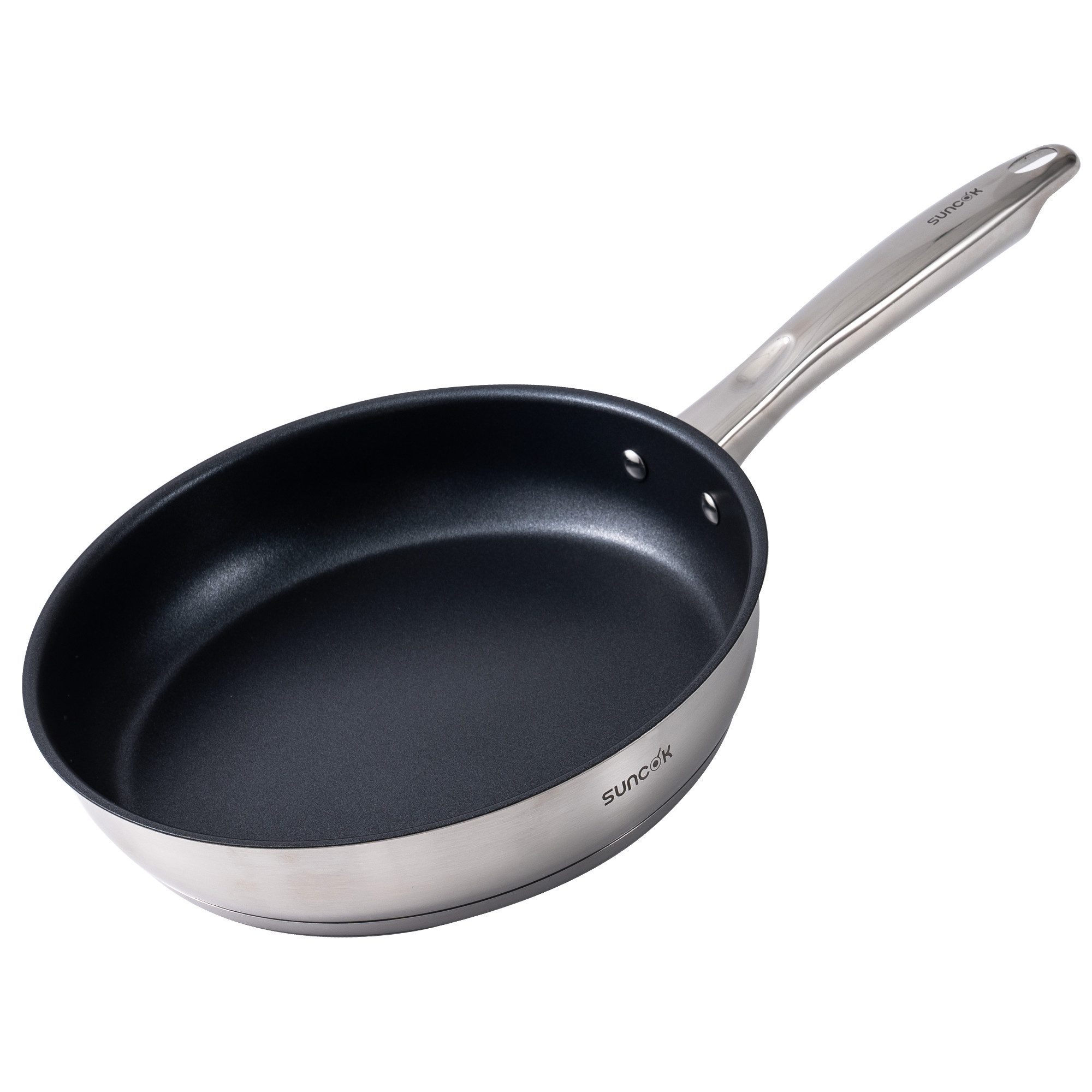 SUNCOK Pfannen-Set Induktion, Bratpfannenset, Edelstahl 18/10 (Set, 1-tlg., je 1x Pfanne 24 cm, 2,2 l, 28 cm, 3,4 l), Induktionspfanne, Antihaftbeschichtung, Leichte Reinigung