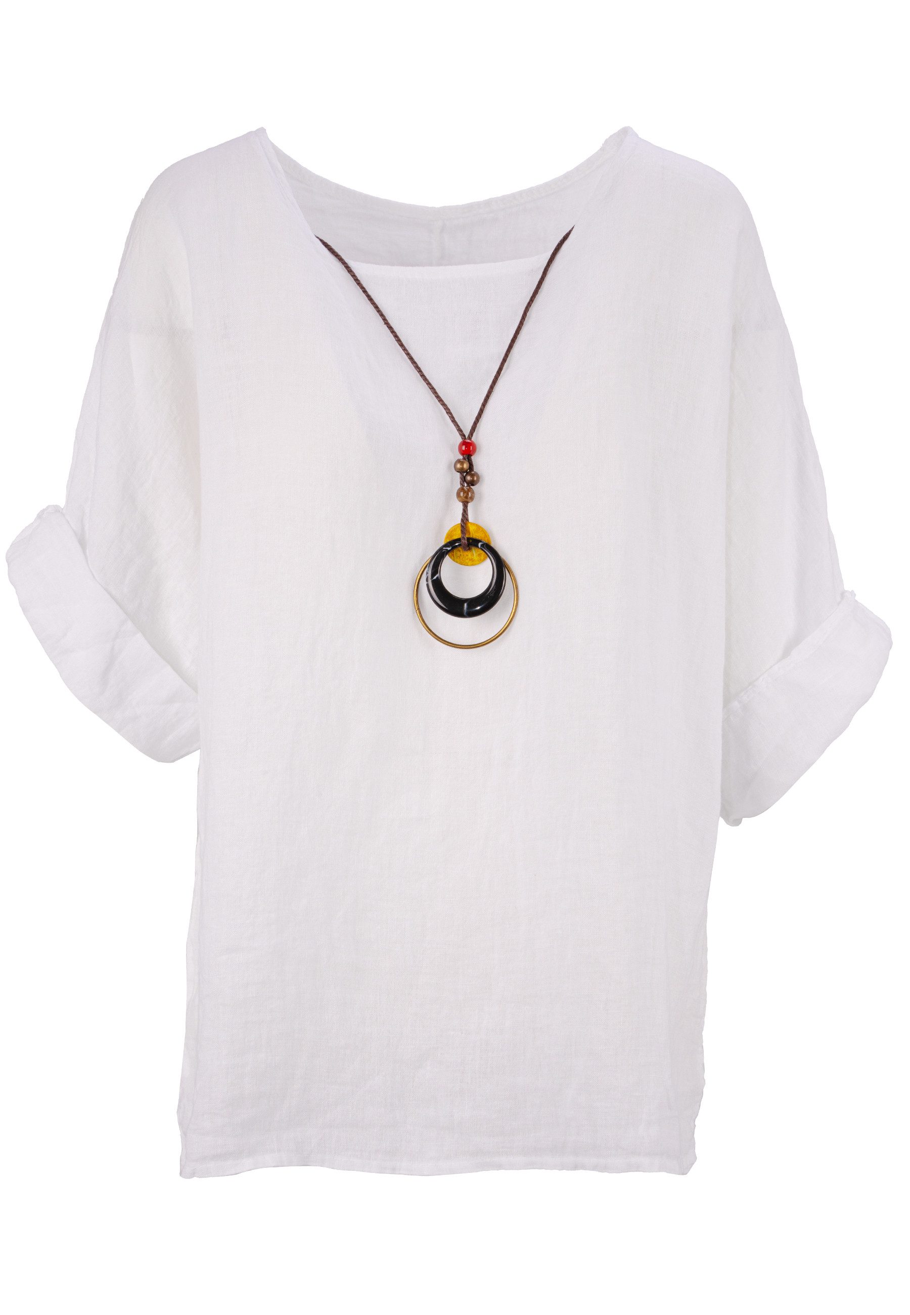 Seasons of April Kurzarmbluse Oversized Lina Weit geschnittene Leinenbluse günstig online kaufen