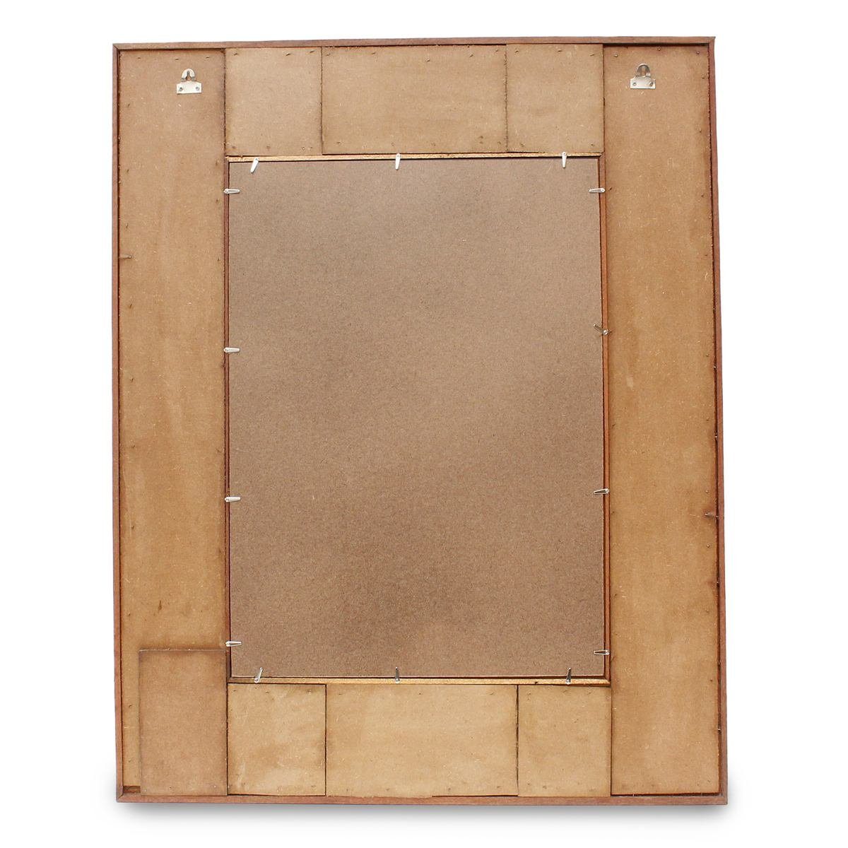 Spiegel Holzrahmen mit cm Handarbeit Galerie 100 (1-St), Hellbraun 80 Massiver Wandspiegel x Oriental