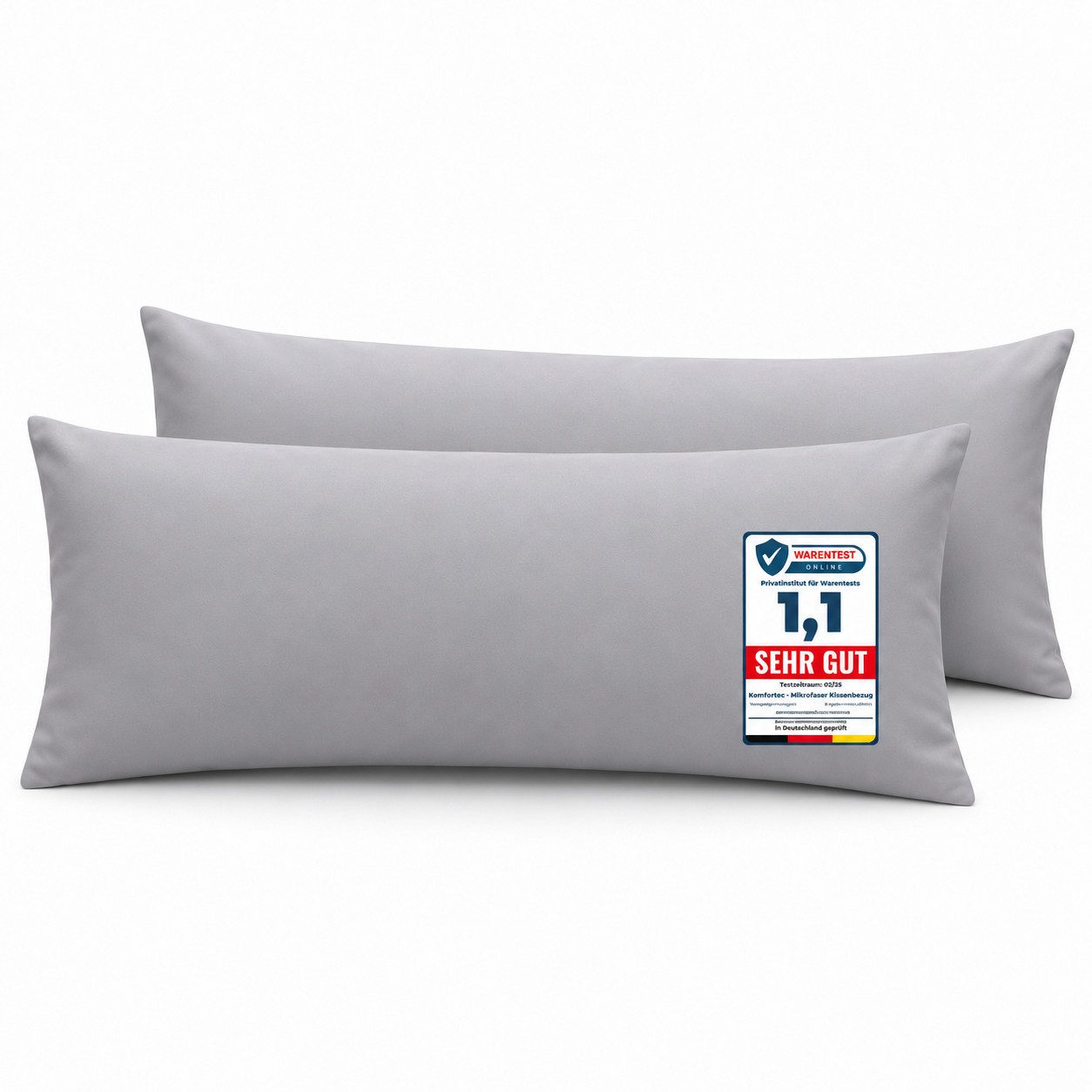 Komfortec Kissenbezug Premium Kopfkissenbezug, gebürstet 100% Mikrofaser 90g/m², (2 Stück), 40x60 cm mit Reißverschluss, Superweiches Kissenhülle Set
