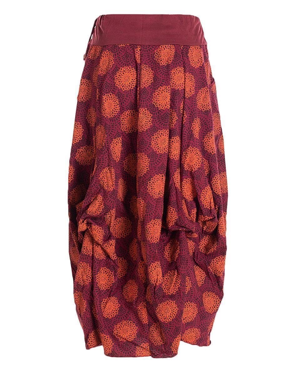 Vishes Maxirock Langer Damen Ballon-Rock Pump-Rock Baumwolle Blüten-Muster Retro Style, Sweat-Rock