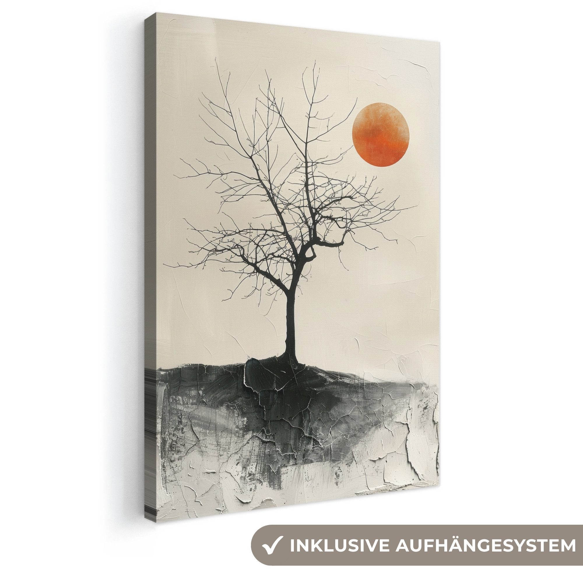 OneMillionCanvasses® Leinwandbild Baum - Sonne - Modern - Landschaft, Fotodruck (1 St), Leinwand Canvas Wandbild, Wanddekoration 20x30 cm