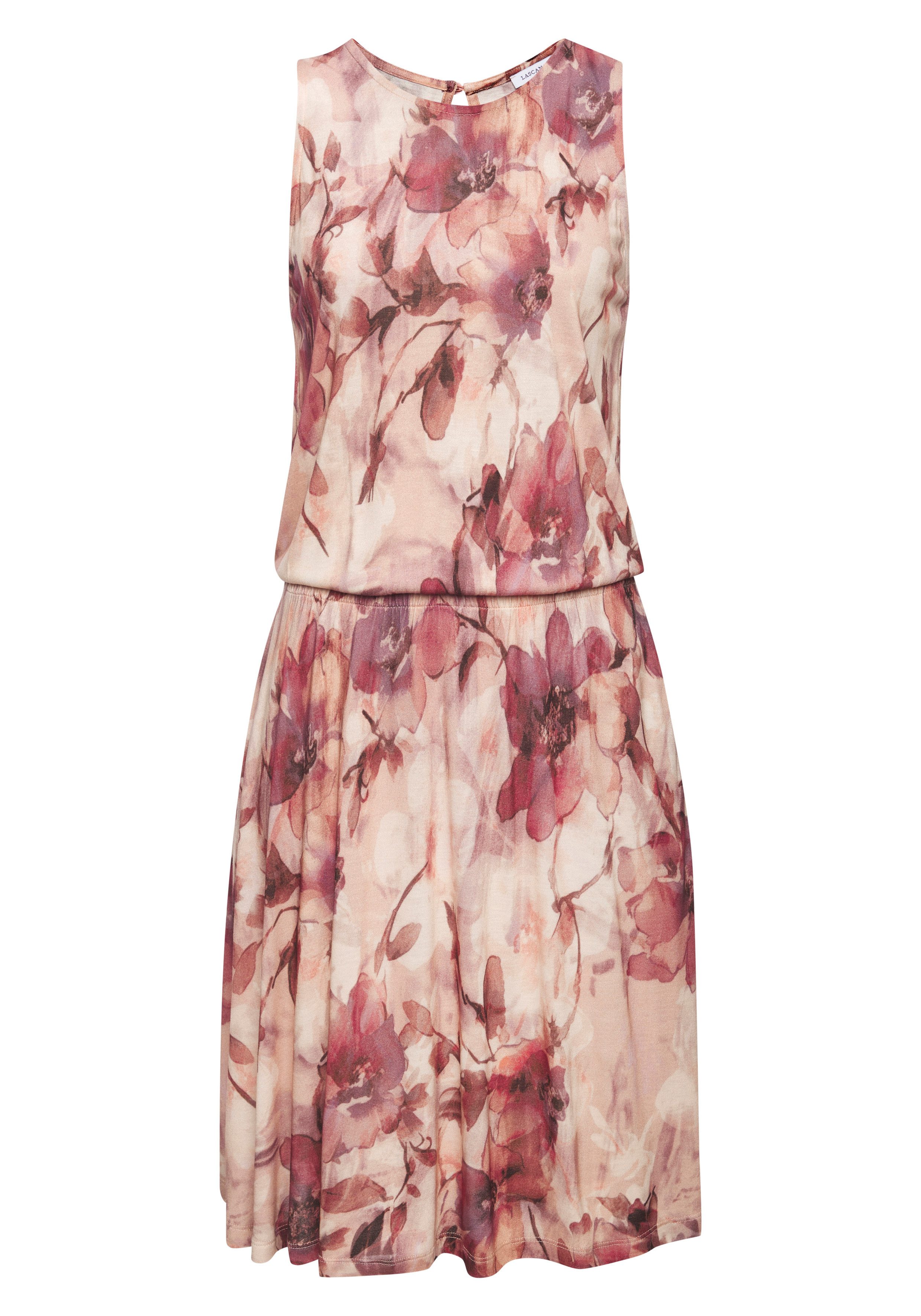 LASCANA Jerseykleid mit Blumendruck aus Viskose kurzes Sommerkleid, Druckkleid, kniefreies Strandkleid, casual. € 39,99