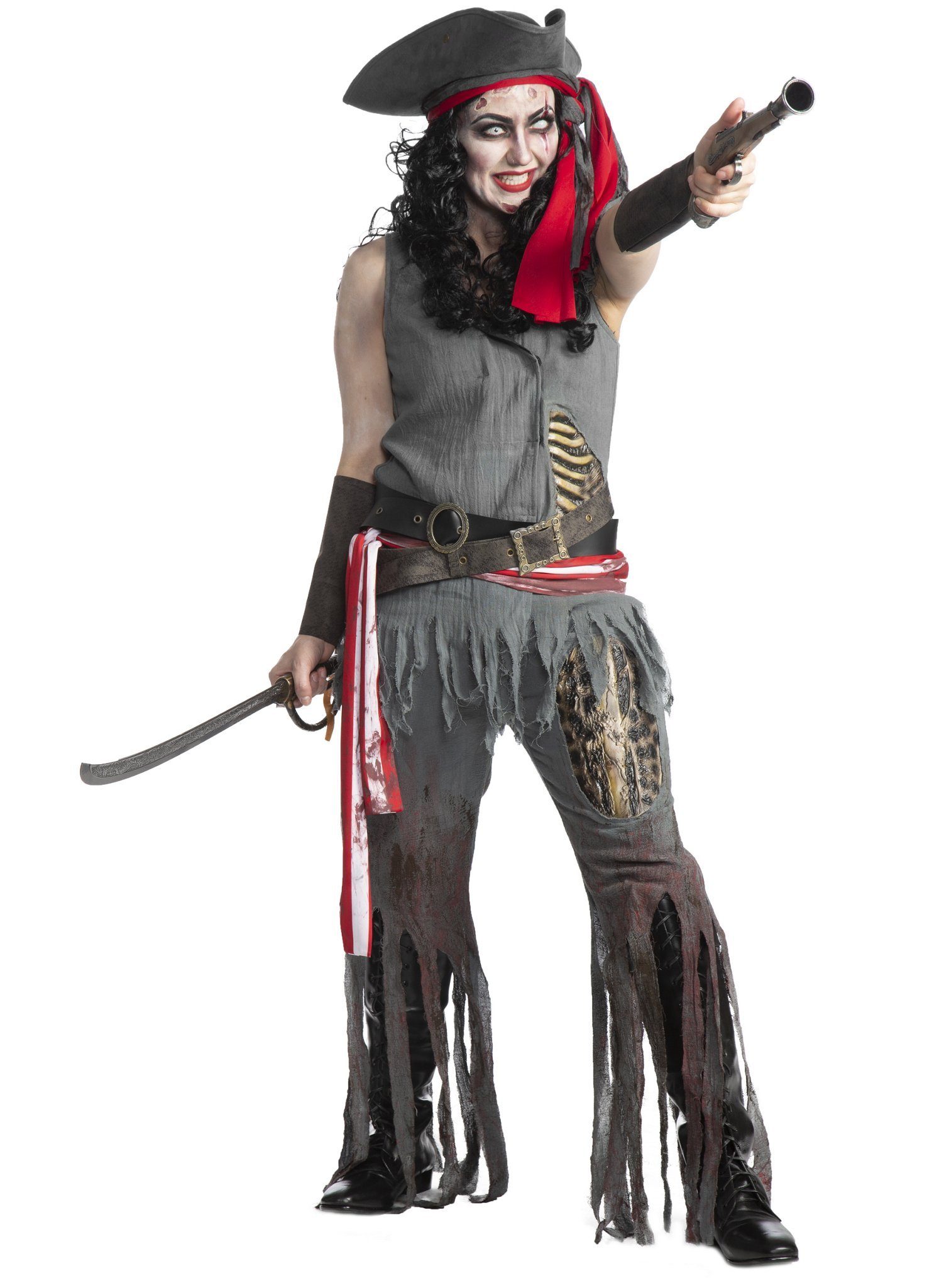 Maskworld Zombie-Kostüm Zombie Piratin Kostüm - Untote Karneval Halloween