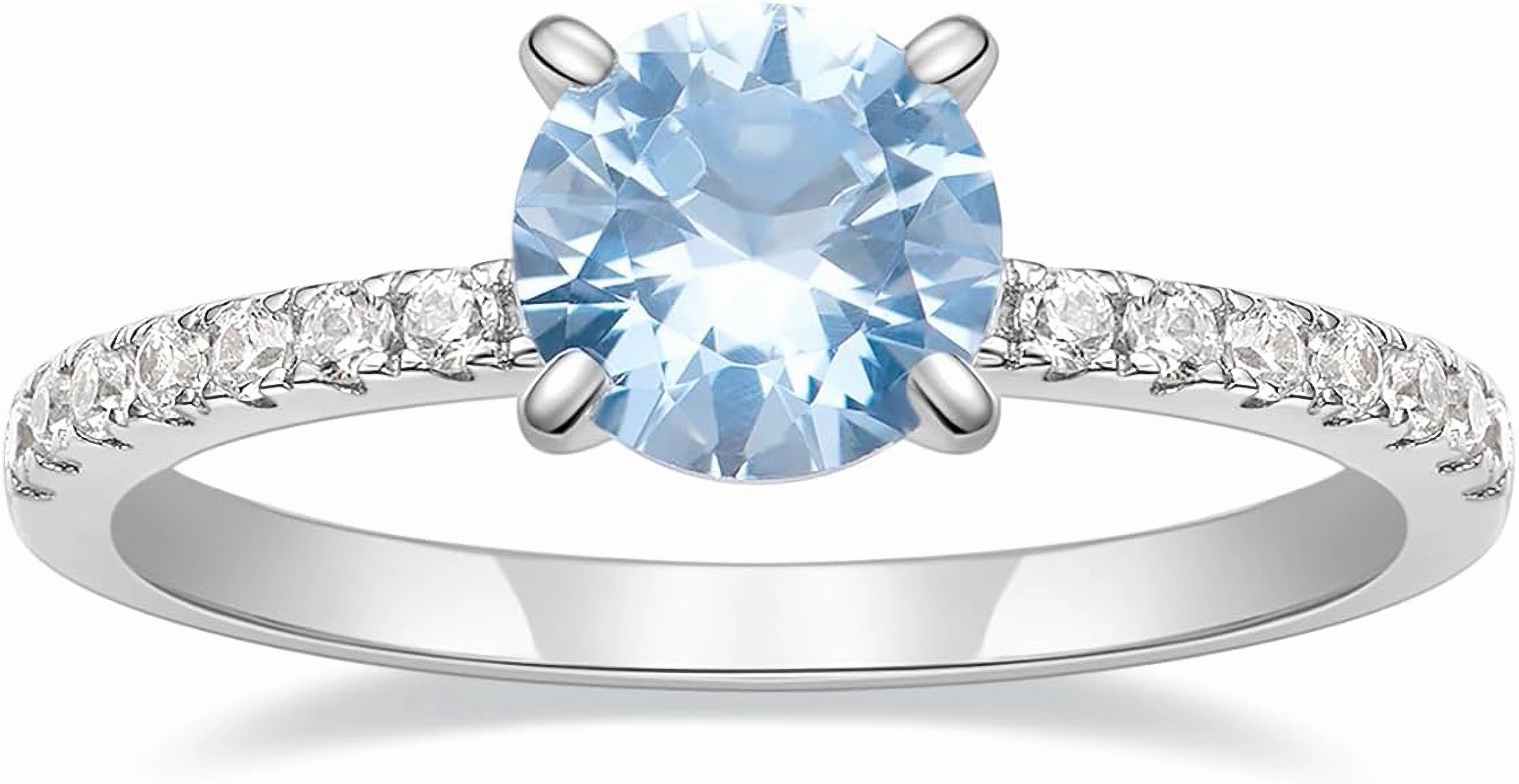Jumpeak Diamantring 585 Gold, 1,25ct gezüchteter blauer Saphir, runder Brillantschliff, Ehering, Verlobungsring,Mutter tochter Geschenk, Geschenk für Damen