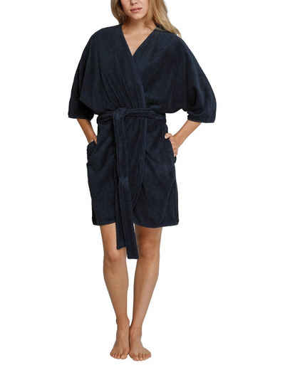 Schiesser Damenbademantel Natural Balance, Viscose, Kimono-Kragen, Gürtel, Morgenmantel Cape 90 cm Frottee-Qualität
