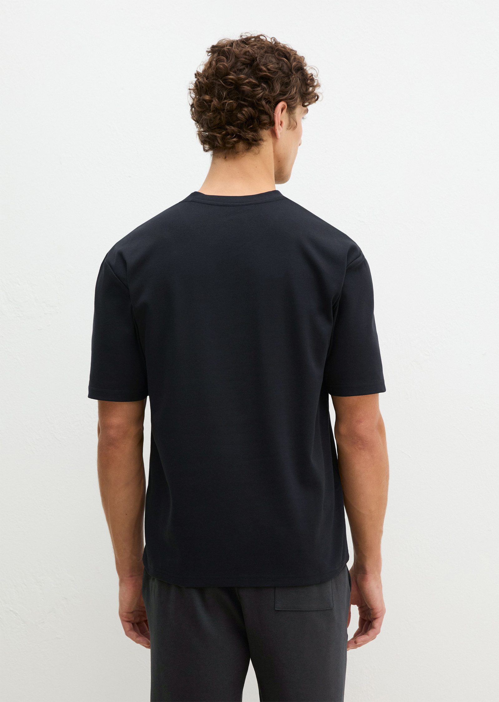 Marc O'Polo Pyjamaoberteil Mix N Match Interlock mit Rundhalsausschnitt, kleiner Knopfleiste und kurzem Arm