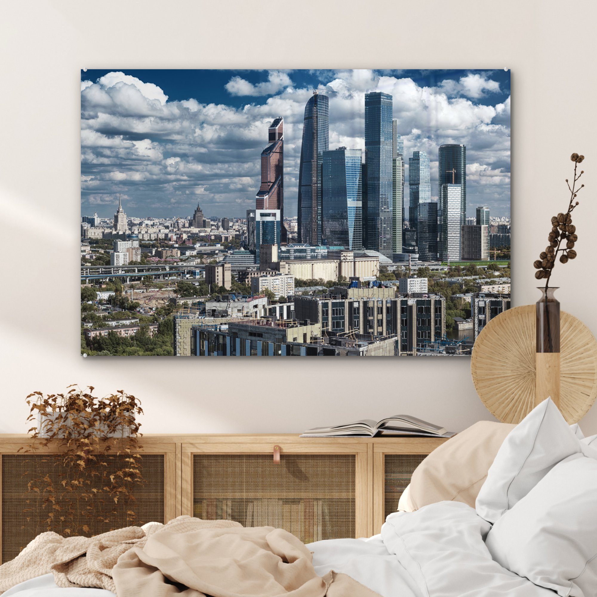 MuchoWow Acrylglasbild Die Schlafzimmer (1 Acrylglasbilder St), Moskau aus & der in Wohnzimmer Vogelperspektive, Wohnungen