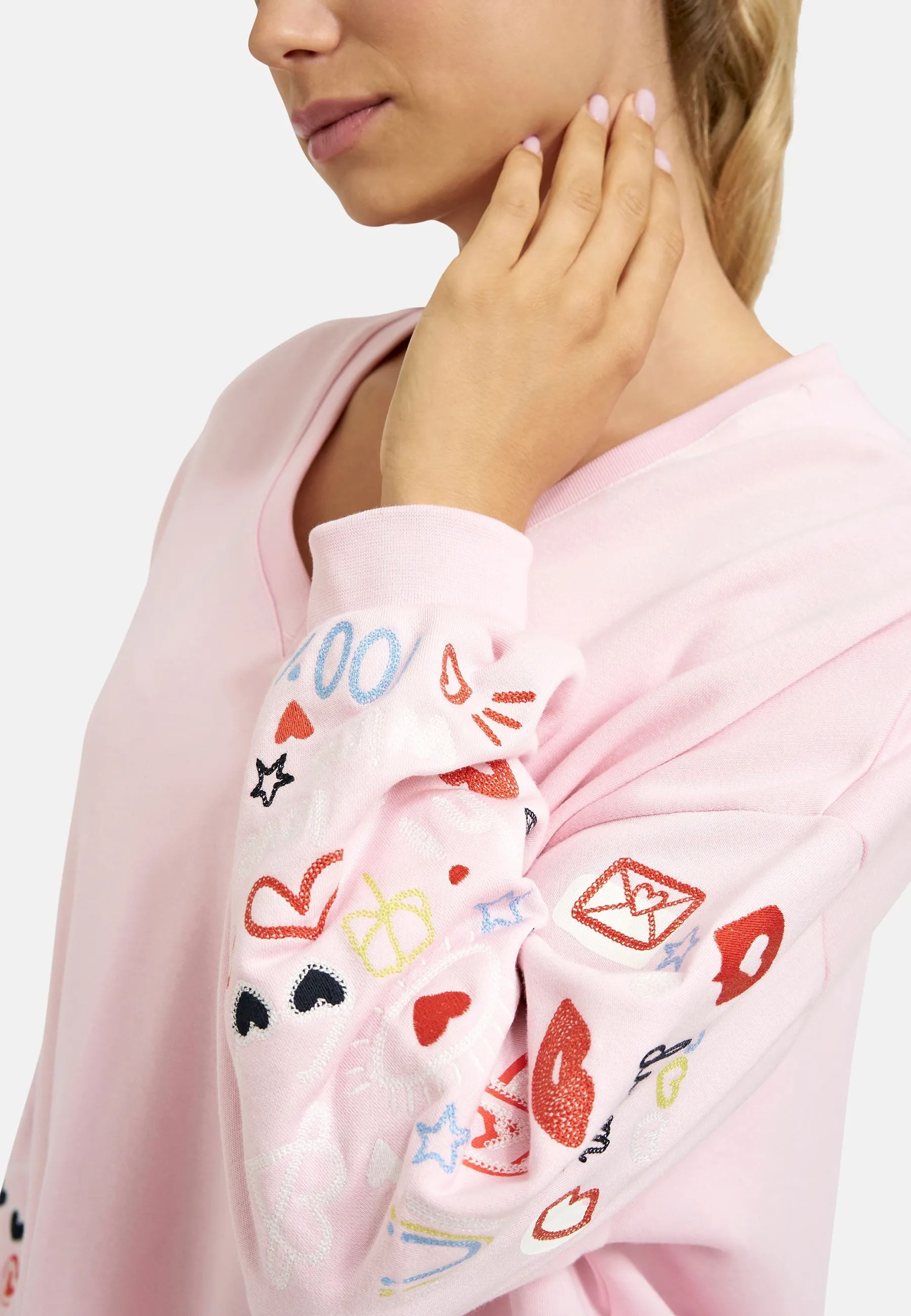 Smith & Soul Sweatshirt mit V-Ausschnitt, Oversize, bestickt