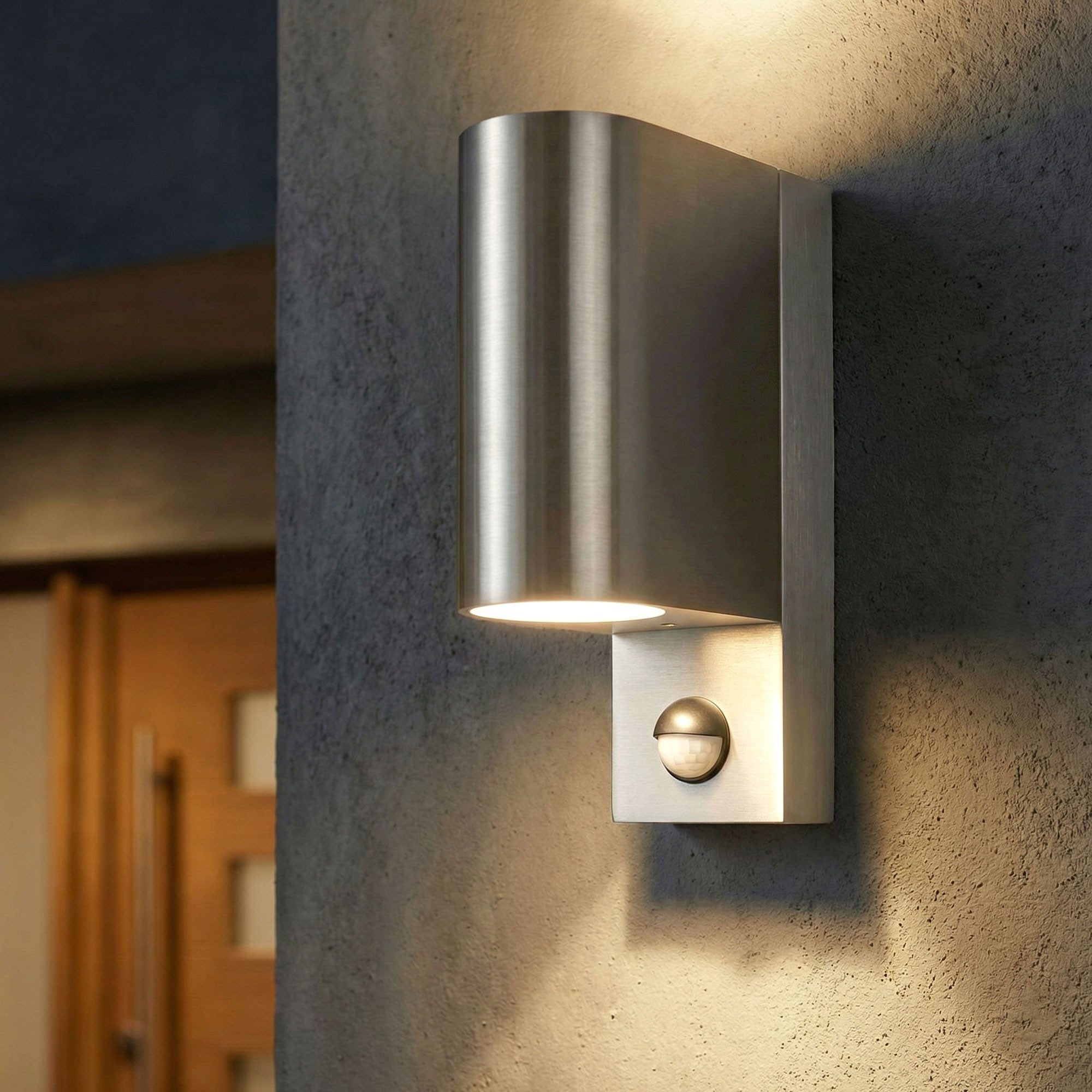 Maxkomfort Außen-Wandleuchte Up & Down Wandlampe mit Bewegungsmelder, Außen & Innen, GU10, ohne Leuchtmittel, Modern, IP44 wetterfest, Bewegungsmelder, exkl. Leuchtmittel