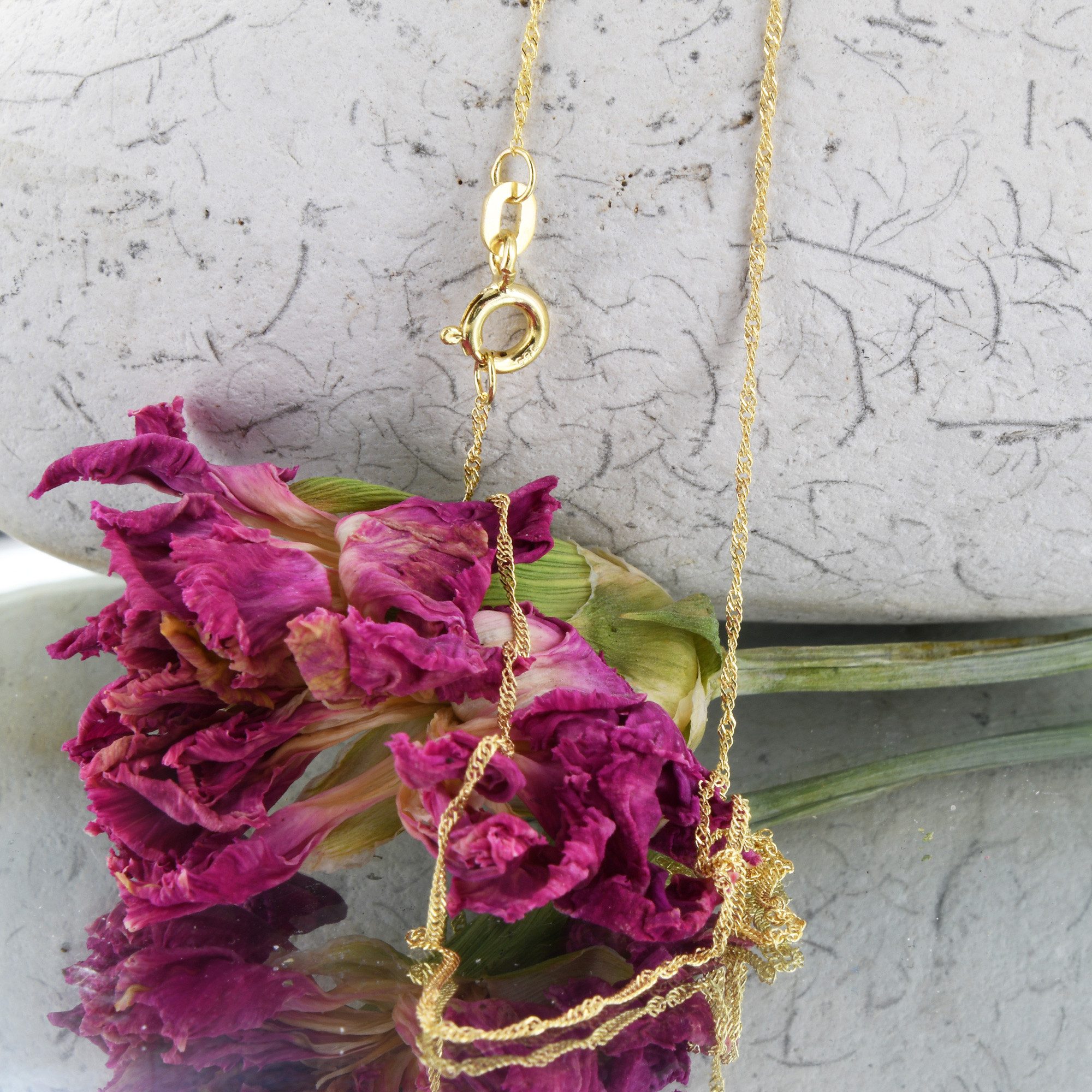 HOPLO Goldkette Goldkette Singapurkette Halskette Breite 1,0 mm 36 cm 333-8 Karat Gold, Made in Germany – Bild 5 von 5