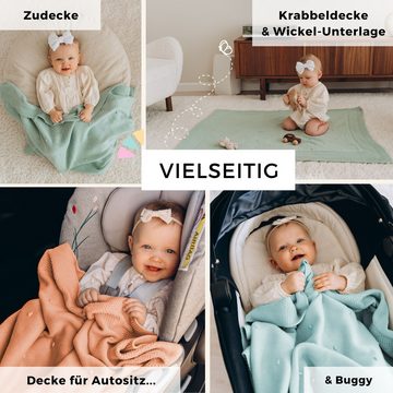 Babydecke Baumwolle (Bio) XXL (75x100 cm) Mädchen + Junge, Kuscheldecke Baby, furora BABY