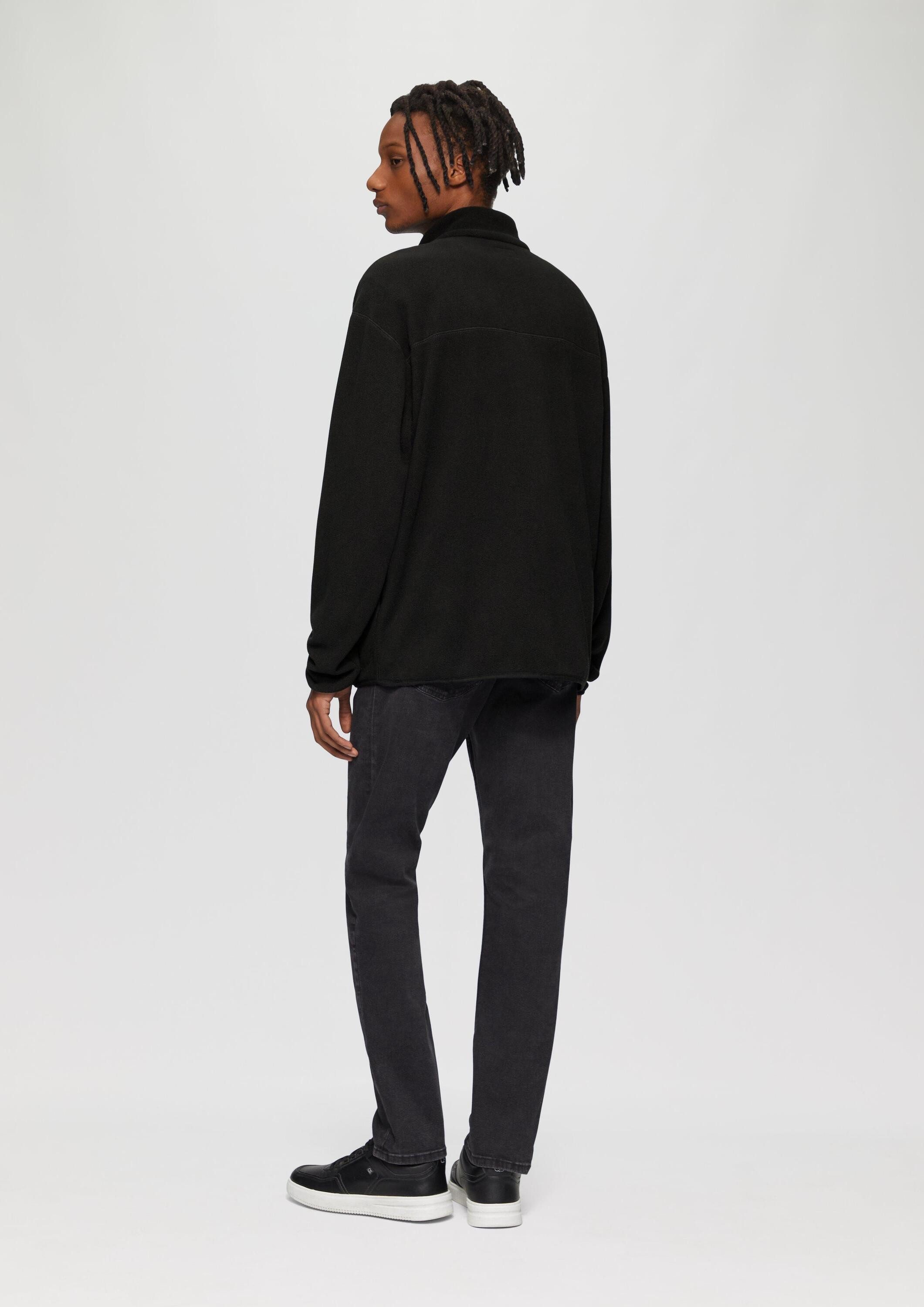 QS Sweatjacke Sweatshirt Jacke Fleecejacke mit Stehkragen