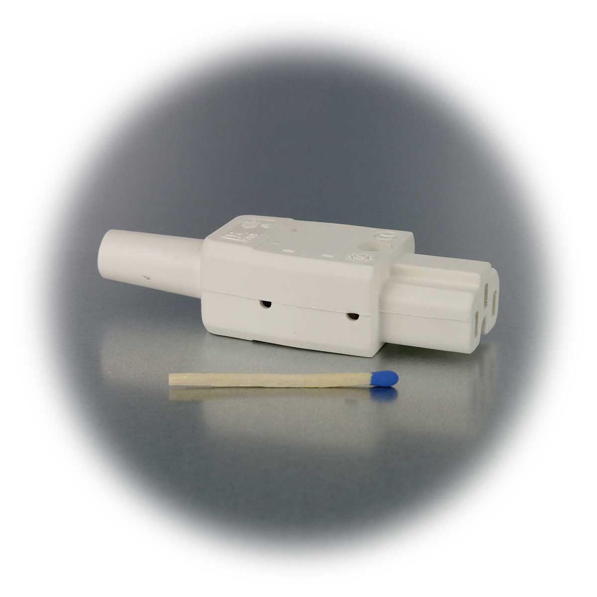 EGB Verbinder Stecker für Heißgeräte-Steckgeräte 230V/10A weiß