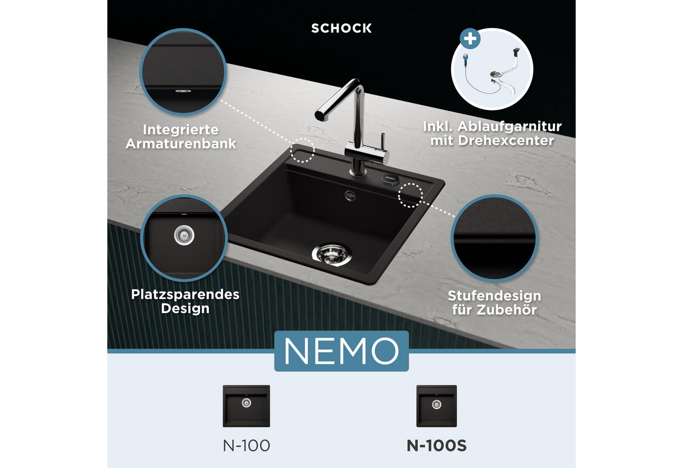 Thumbnail - Schock Granitspüle Oslo, rechteckig, 49/51 cm