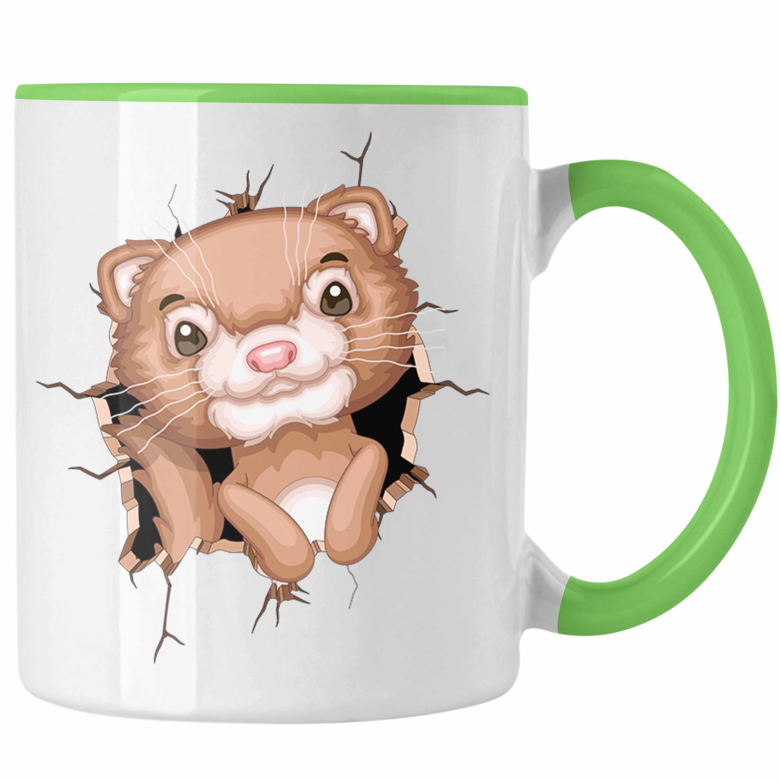 [Beliebte Produkte] Trendation Tasse Otter Kaffee-Becher 3D Tasse Grün Lustige Otter-Liebha Geschenkdidee Grafik