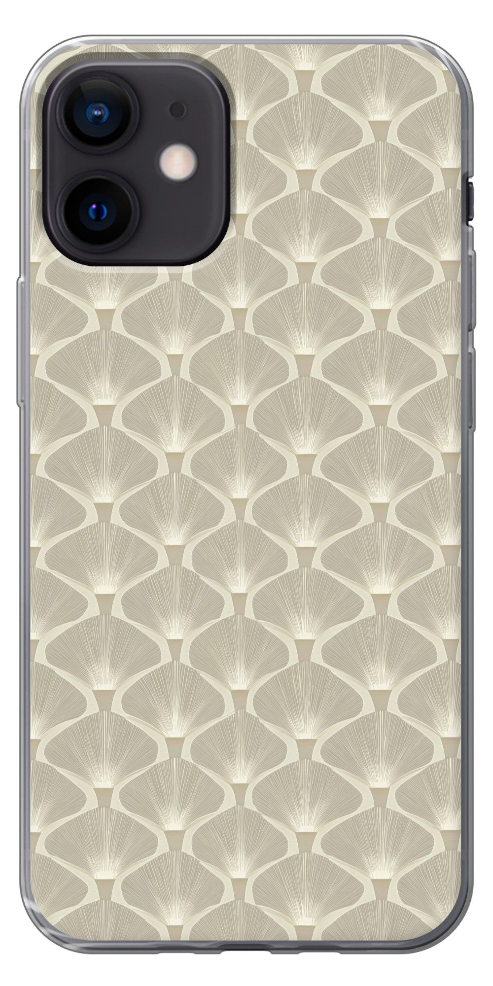 MuchoWow Handyhülle für Apple iPhone 12 Pro Platte - Ginkgo - Sand, Smartphone-Bumper, Print, Handy Schutzhülle Dünn