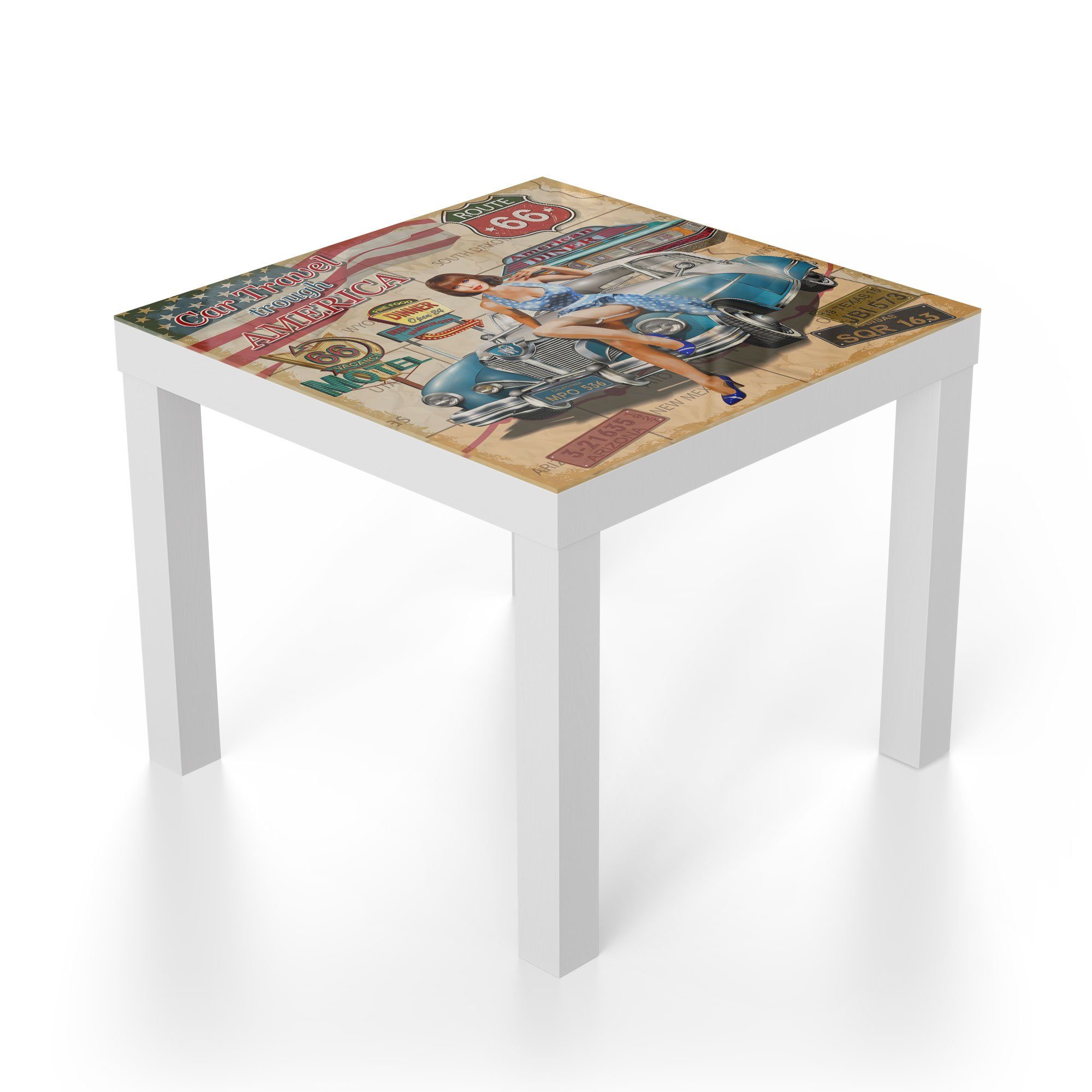 DEQORI Couchtisch 'Route 66-Plakat', Glas Beistelltisch günstig online kaufen