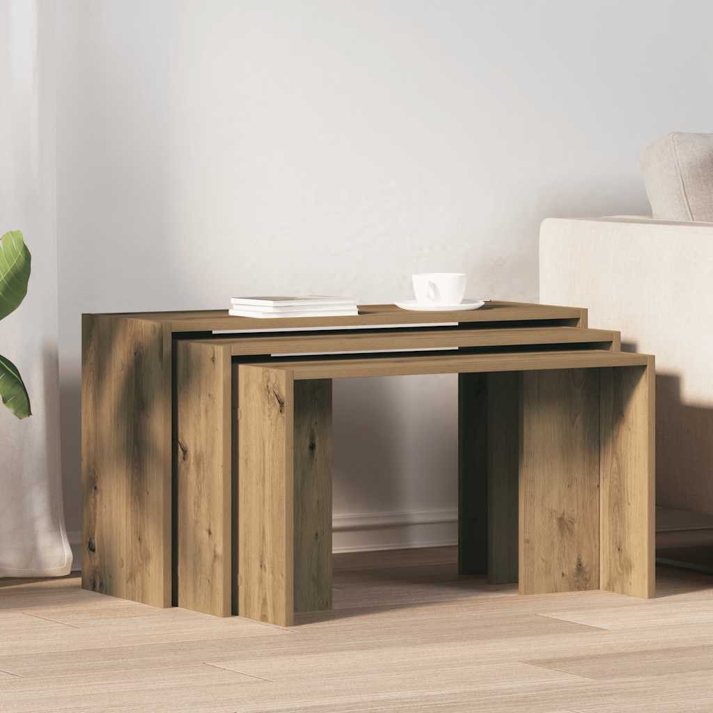vidaXL Beistelltisch Satztische 3 Stk. Artisan-Eiche günstig online kaufen